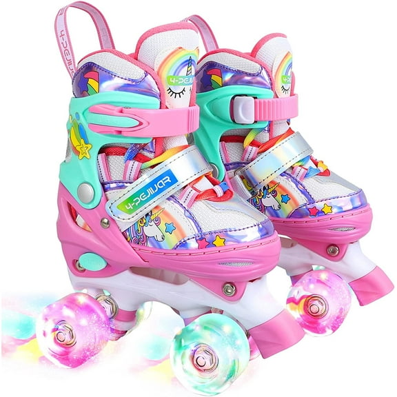 Unicorn Roller Skates for Girls Kids Toddler Ages 2-4 5-8 8-12,Adjustable Roller Skates W/ LED Light-Up Wheels for Outdoor Beginner Gifts