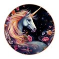 thumbnail image 1 of Unicorn Round Coasters Set of 6, Microfiber Leather Drink Coasters, 11x11 cm/4.3x4.3 in, Table Coasters for Glasses, Cups, Mugs - Black, 1 of 6
