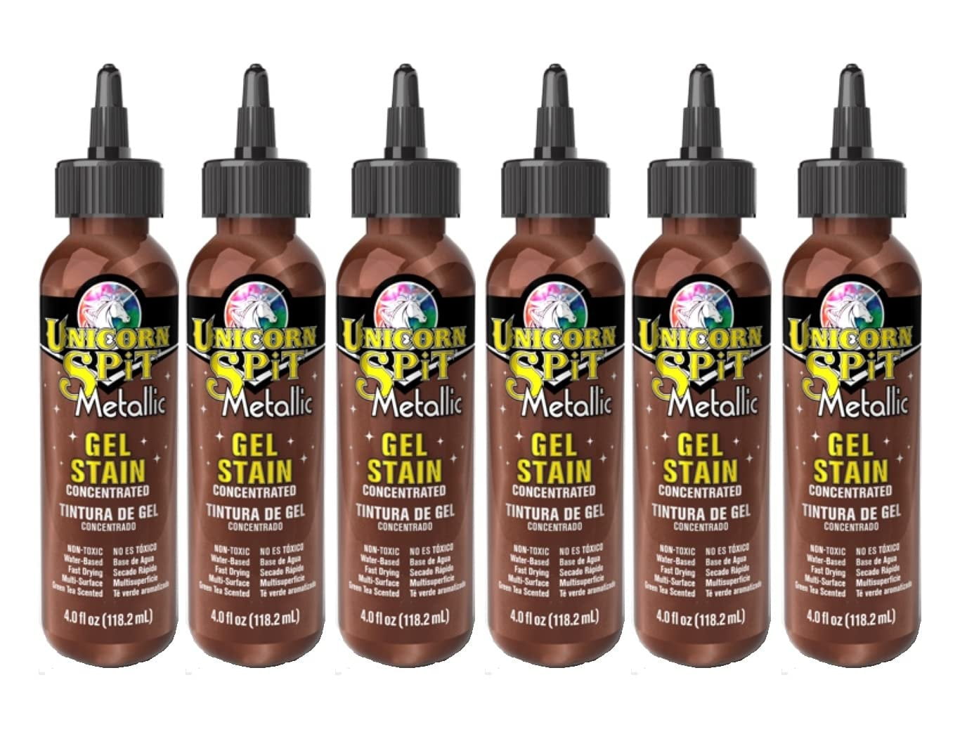 Unicorn SPiT 5777004 Metallic Gel Stain and Glaze, Hephaestus 4.0 fl oz. Pack of 6 Bottle