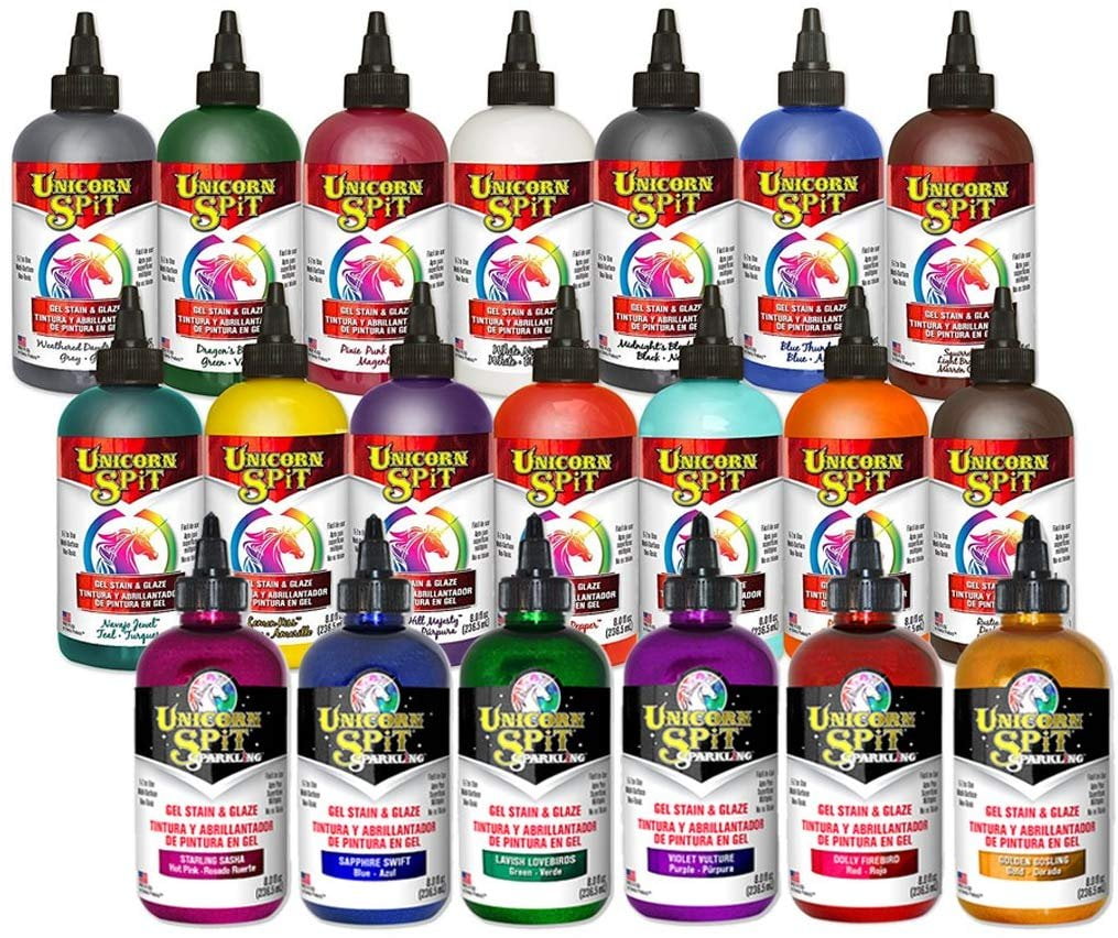 Unicorn SPiT - Gel Stain & Glaze - 20 Complete Paint Collection - 8oz Original and Sparkle Collection