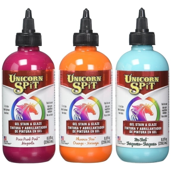 Unicorn SPiT Gel Stain & Glaze Paint in One - CaLyPso Set: --Phoenix Fire, Pixie