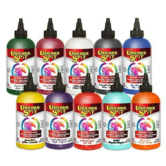 Unicorn SPiT Gel Stain & Glaze in One - 10 Paint Collection 8 oz Bottles
