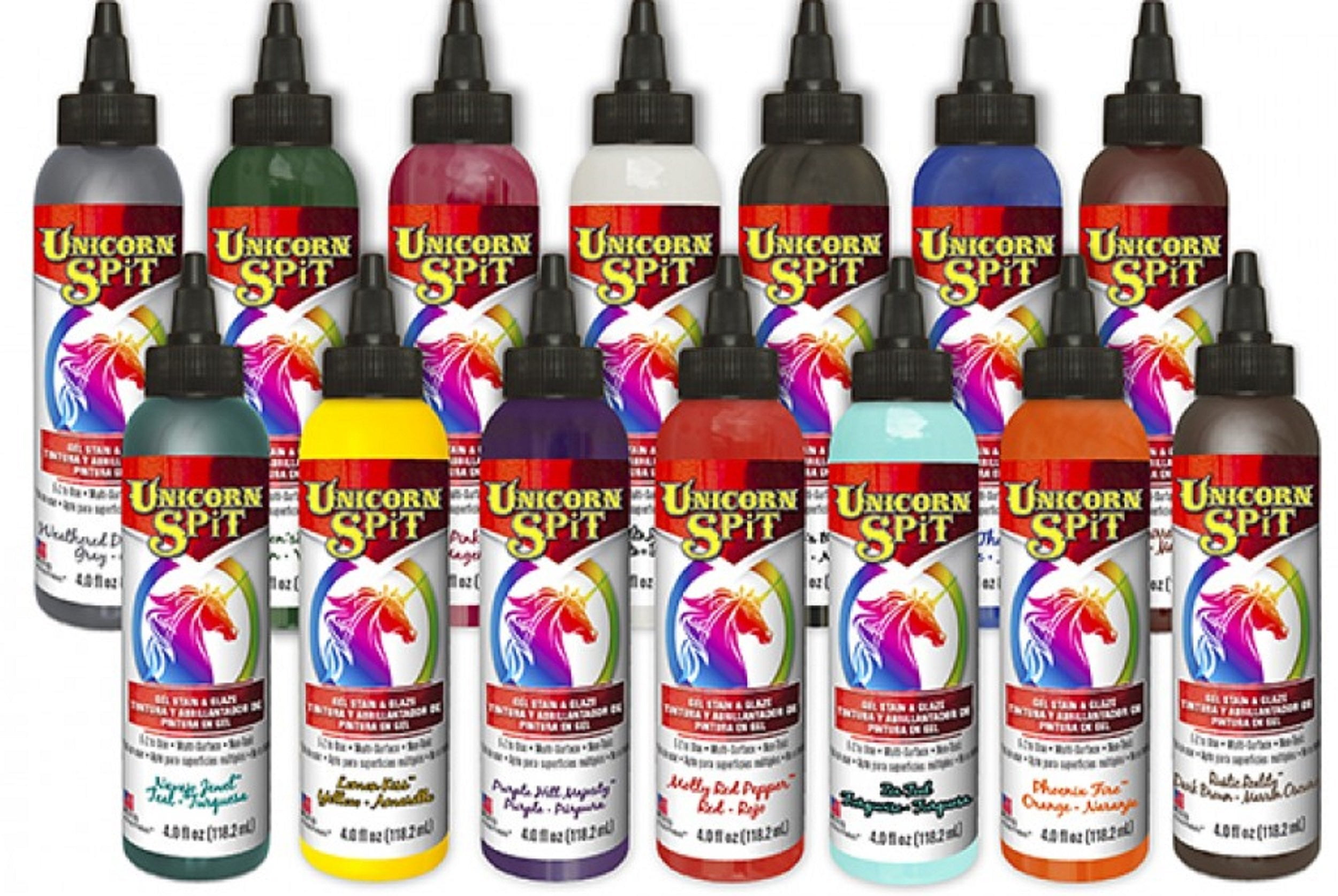 Unicorn SPiT Gel Stain & Glaze in One - 14 Complete Paint Collection- 4oz - Includes New Colors