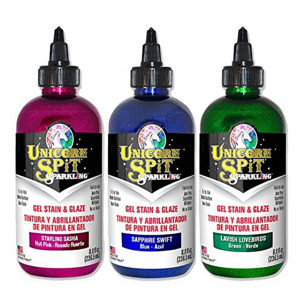 Unicorn SPiT Sparkling - Gel Stain & Glaze - 8oz Galaxy Sparkle Collection - Starling Sasha, Sapphire Swift, Lavish Lovebirds