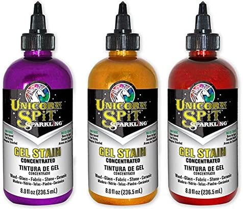 Unicorn SPiT Sparkling - Gel Stain & Glaze - 8oz Sunset Sparkle Collection - Violet Vulture, Dolly Firebird, Golden Gosling