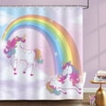 thumbnail image 1 of Unicorn Shower Curtain for Kids Girls Rainbow Pink Purple Decorative Bath Curtain 72 x 72 Inch Polyester Fabric Waterproof Bathroom Curtain with 12 Hooks, 1 of 6
