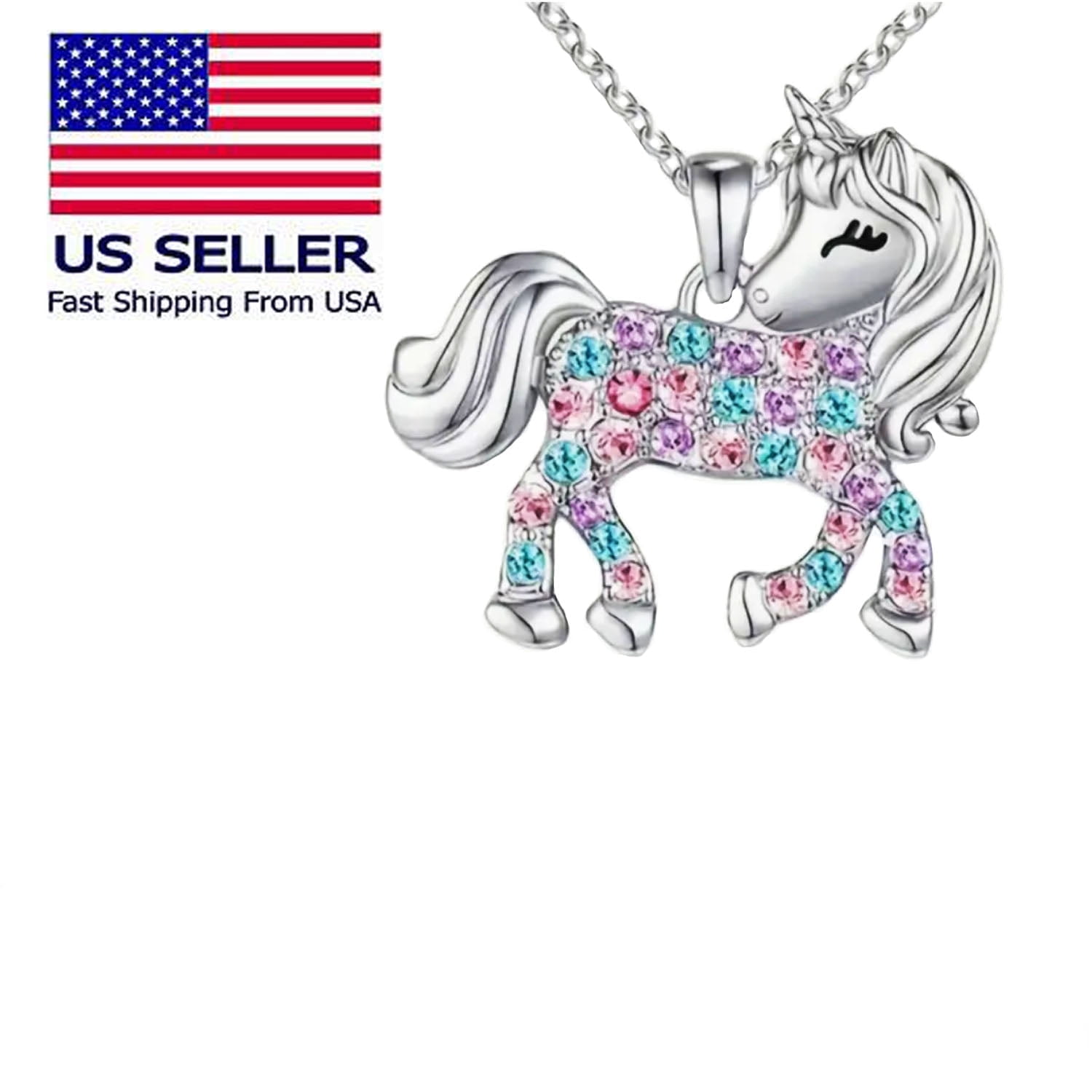 FRUILIBEE Unicorn Silver Plated Color Unicorn Necklace Birthday Jewelry Gifts for Women, Mom, Girls and Best Friend, Anniversary Valentines Day Gifts