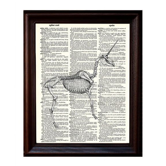 Unicorn Skeleton - Dictionary Art Print Printed On Authentic Vintage Dictionary Book Page - 8 x 10.5