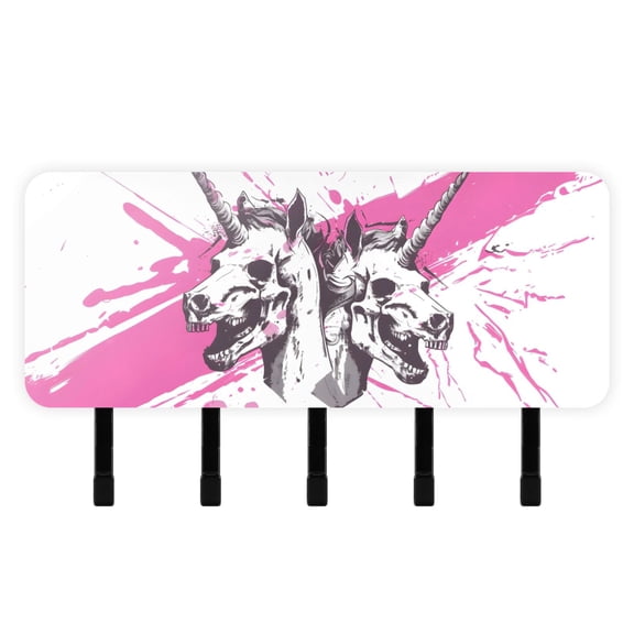 Unicorn Skeleton Key Holder for Wall Mail Holder Organizer with 5 Key Hooks Wall Mount Key Rack with Shelf