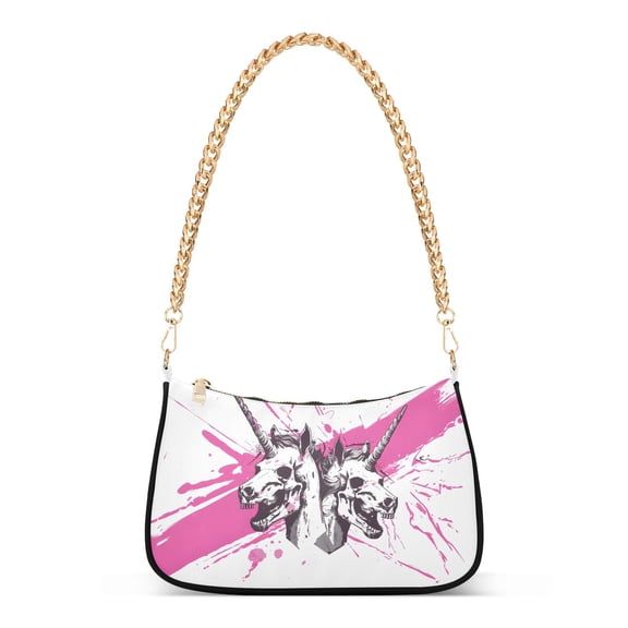 Unicorn Skeleton Women Handbags Shoulder Bag Cross Body Bag with Crossbody Strap Hobo Bags Chain Strap