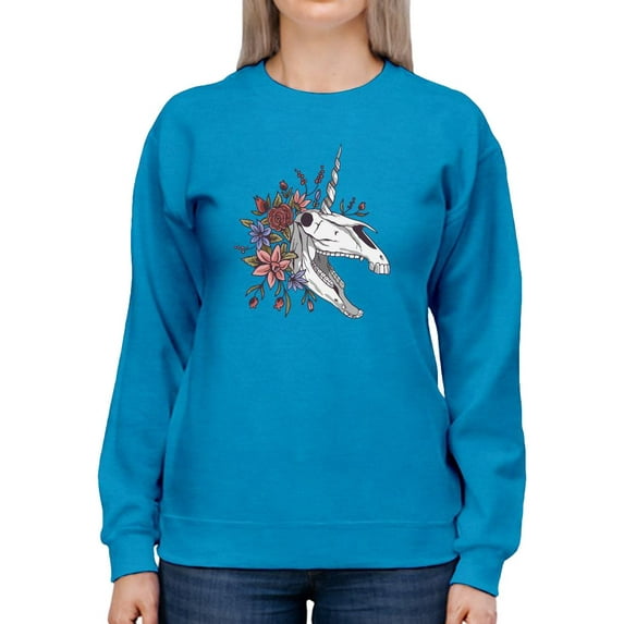 Unicorn Skull Neighing Sweatshirt Women -Smartprints Designs, Female 5X-Large