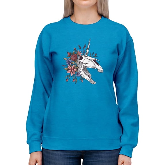 Unicorn Skull Neighing Sweatshirt Women -Smartprints Designs, Female Medium