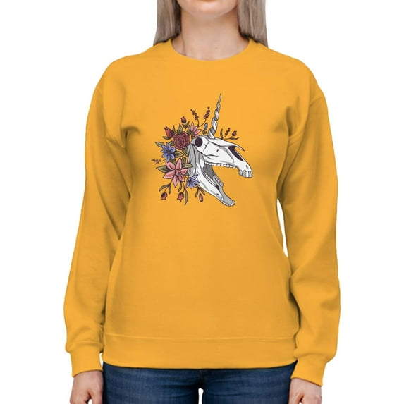 Unicorn Skull Neighing Sweatshirt Women -Smartprints Designs, Female Medium
