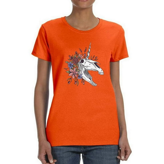 Unicorn Skull Neighing T-Shirt Women -Smartprints Designs, Female 3X-Large