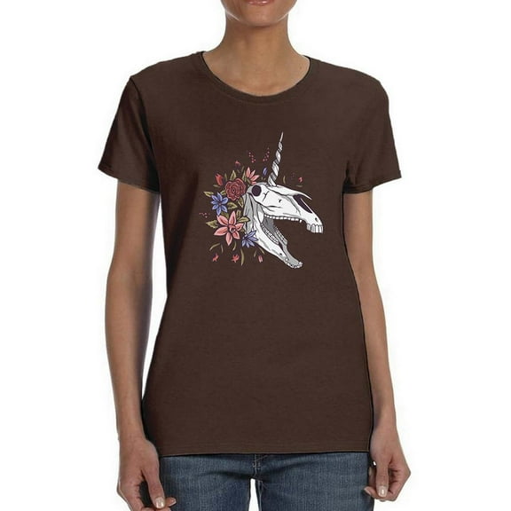 Unicorn Skull Neighing T-Shirt Women -Smartprints Designs, Female 5X-Large