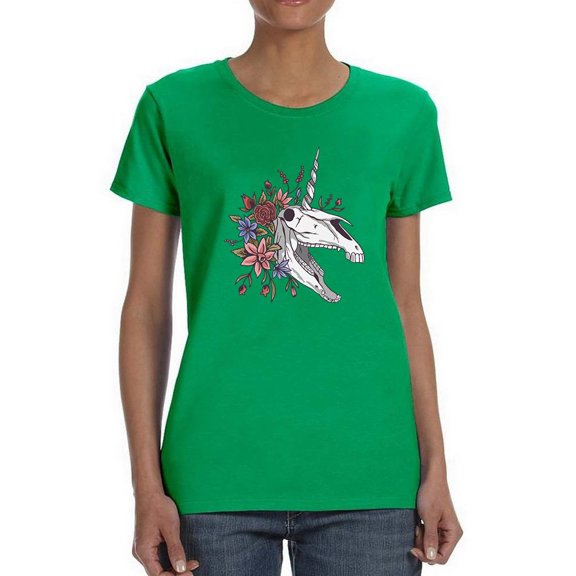 Unicorn Skull Neighing T-Shirt Women -Smartprints Designs, Female Small