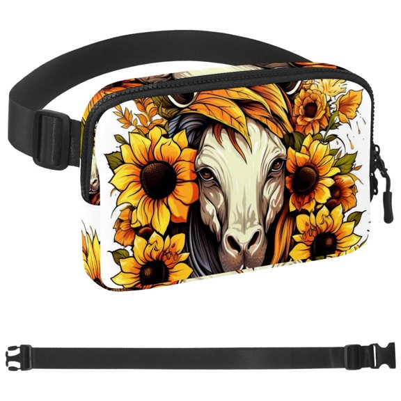 Unicorn Skull Sunflower Crossbody Fanny Pack for Men&Women, Large Waist Bag & Hip Bum Bag with Adjustable Strap for Outdoors Workout Traveling Casual Running Hiking Cycling