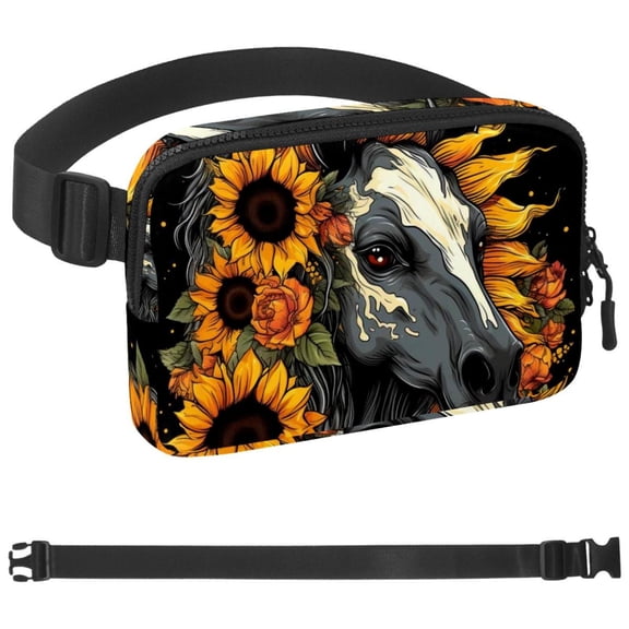 Unicorn Skull Sunflower Fanny Pack, Quick Release Buckle Travel Sport Waist Fanny Pack Bag for Men Or Women