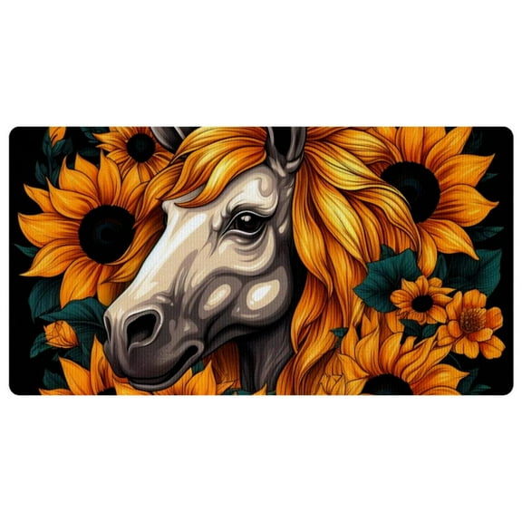 Unicorn Skull Sunflower Kitchen Rugs Non Skid Kitchen Mats for Floor Cushioned Anti Fatigue Kitchen Floor Mats Comfort Mats for Standing Sink Laundry