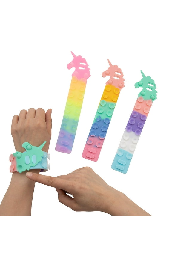 Unicorn Slap Pop Bracelets - 12 Pieces