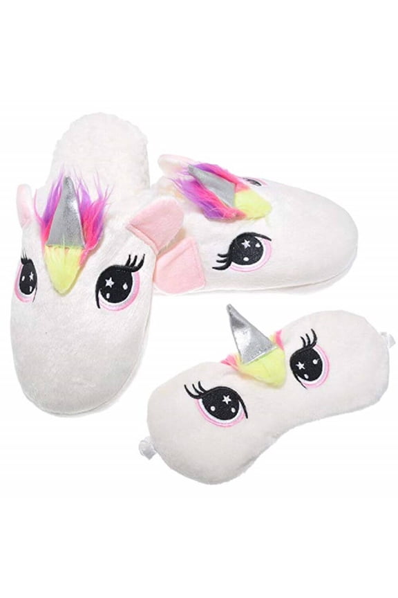Unicorn Sleeping Mask and Slippers Set (Little Girl and Big Girl)