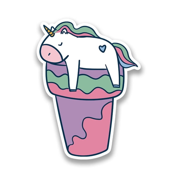 Unicorn Sleeping On A Cone Sticker -Smartprints Designs, Vinyl Sticker