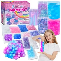 Unicorn Slime Kit for Girls 4-12,Supplies Makes Butter Slime,Candy Confetti Slime,Glimmer, Foam Jelly Cubes Slime Party Favors for Kids