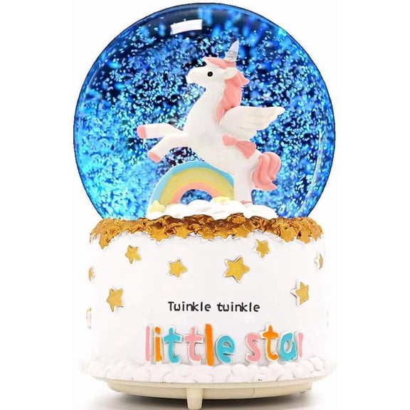 Unicorn Snow Globe for Kids, Musical Snowball with Colorful Lights Automatic Snowfall, Girl Boy Christmas Birthday Ideal Choice, 3.5x5inch Music Box