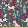 thumbnail image 1 of Ambesonne Unicorn Fabric by the Yard Upholstery, Stars Hearts Rainbows, 2 Yards, Multicolor, 1 of 4