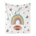 thumbnail image 1 of Unicorn Soft Flannel Fleece Throw Blanket, Hand Drawn Rainbow with Doodle Stars and Believe in Wonder Words Positive Vibes, Cozy Plush for Indoor and Outdoor Use, 50" x 70", Multicolor, by Ambesonne, 1 of 5