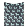 thumbnail image 1 of Unicorn Soft Flannel Fleece Throw Blanket, Magic Horse Twinkle Little Spot Stars and Dark Background Art, Cozy Plush for Indoor and Outdoor Use, 60" x 80", Dark Blue and Pink, by Ambesonne, 1 of 5