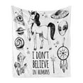 thumbnail image 1 of Unicorn Soft Flannel Fleece Throw Blanket, Mysticism Occult Featured Set Pyramids Aliens Dream-Catcher Grunge Print Artwork, Cozy Plush for Indoor and Outdoor Use, 60" x 80", Black, by Ambesonne, 1 of 5