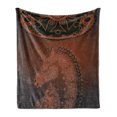thumbnail image 1 of Unicorn Soft Flannel Fleece Throw Blanket, Unicorn Profile with Exotic Laced Design Mandala Details Design Art, Cozy Plush for Indoor and Outdoor Use, 60" x 80", Burgundy, by Ambesonne, 1 of 5