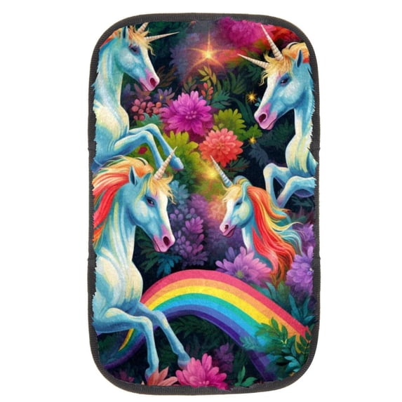 Unicorn Soft Furry Printed Armrest Cover 12.5x8.2 Inch - Comfortable Car Armrest Pad Accessory