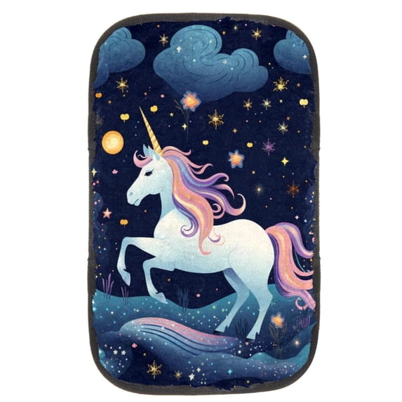 Unicorn Soft Furry Printed Car Armrest Cover Pad 12.5x8.2 Inch - Comfortable Armrest Accessory