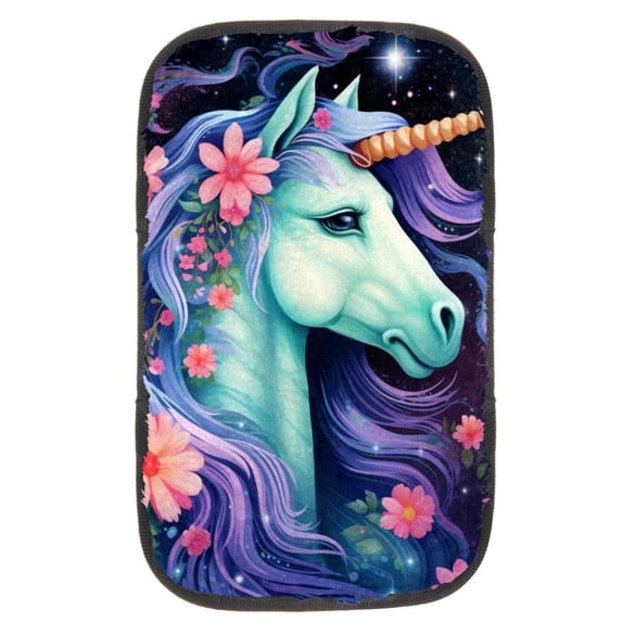 Unicorn Soft Furry Printed Car Armrest Pad Mat Comfortable Armrest Accessory 12.5x8.2 Inch