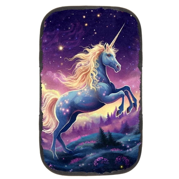 Unicorn Soft Printed Furry Car Armrest Pad Cover Mat - 12.5x8.2 Inch, Comfortable Armrest Accessory