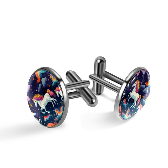 Unicorn Sophisticated Stainless Steel Cufflink Set for Men - Versatile Styling for Formal Attire - for Office Meetings and Special Occasions