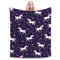 Unicorn Space Throw Blankets, Gifts for Adult Blanket, Lightweight Cozy Warm Flannel Blankets Throw for Home Decor Bed Couch 60"x50"