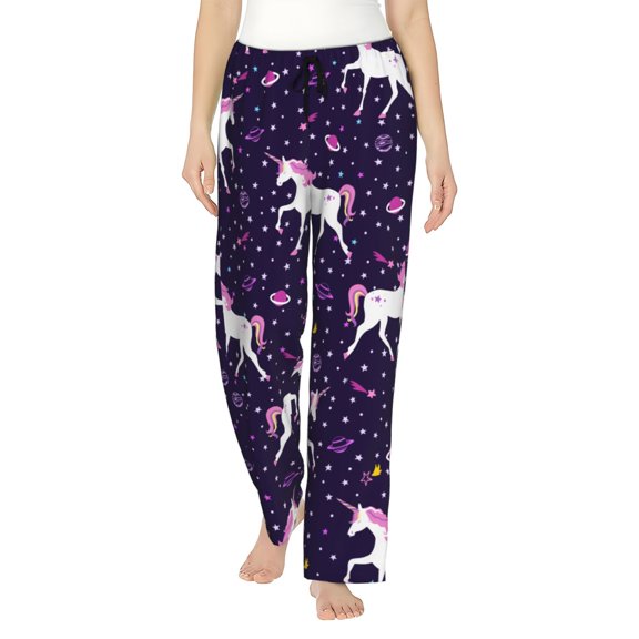 Unicorn Space Women's Comfy Pajama Pants With Pockets,Soft Stretch Drawstring Lounge Pants, Soft Casual Wide Leg Pjs Sleep Bottoms 3x-Large