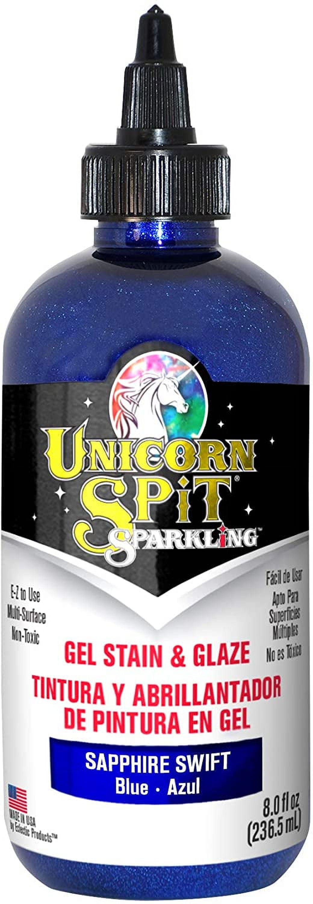 Unicorn Spit Sparkling Wood Gel, Stain, Paint and Glaze, Sapphire Swift Blue, 8 fl oz