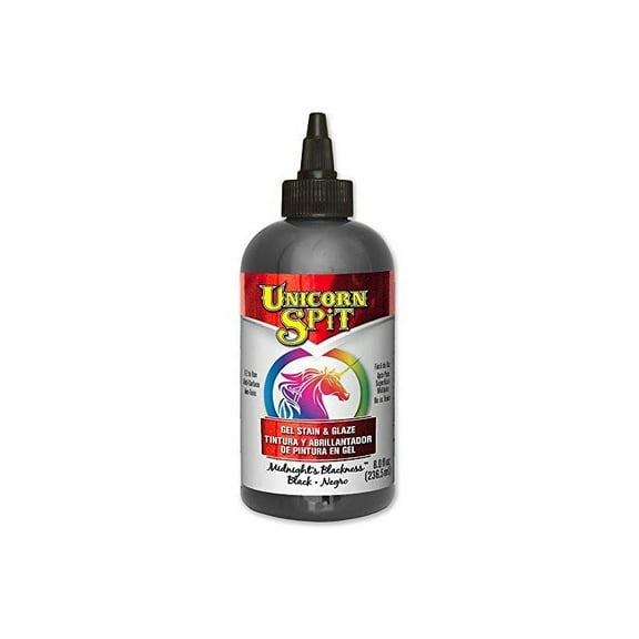 Unicorn Spit Wood Gel, Stain and Glaze, Midnight Blackness, 8 fl oz