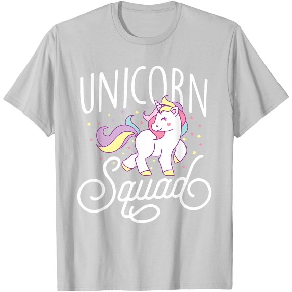 Unicorn Squad Cute Unicorn Lovers Gift Unisex T-Shirt for Men Women Kids Toddler,Ice Grey Color,Size XL