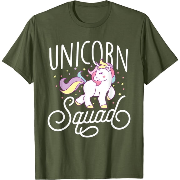 Unicorn Squad Cute Unicorn Lovers Gift Unisex T-Shirt for Men Women Kids Toddler,Military Green Color,Size YXS