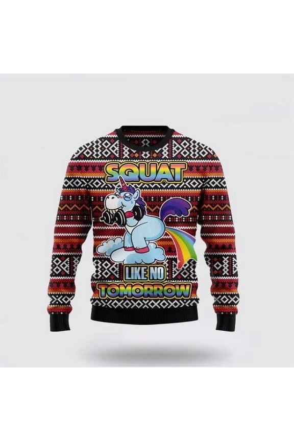 Unicorn Squat Like No Tomorrow 3D Christmas Sweater – Best Gift For Christmas
