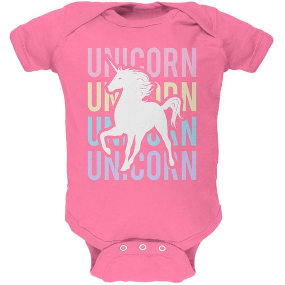 Unicorn Stacked Repeat Soft Baby One Piece Raspberry 3-6 M