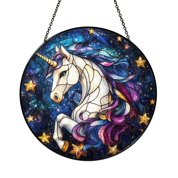Unicorn Stained Glass Suncatcher – Celestial Fantasy Window Hanging, Mythical Decor, Birthday Gift for Girls and Unicorn Lovers