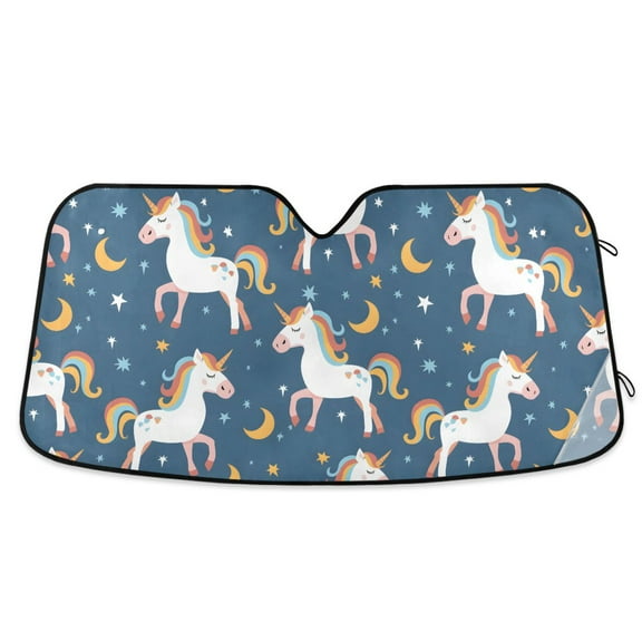 Unicorn Star Moon Car Windshield Sun Shade Foldable Car Front Window Visor Heat and UV Protection 53x23.5