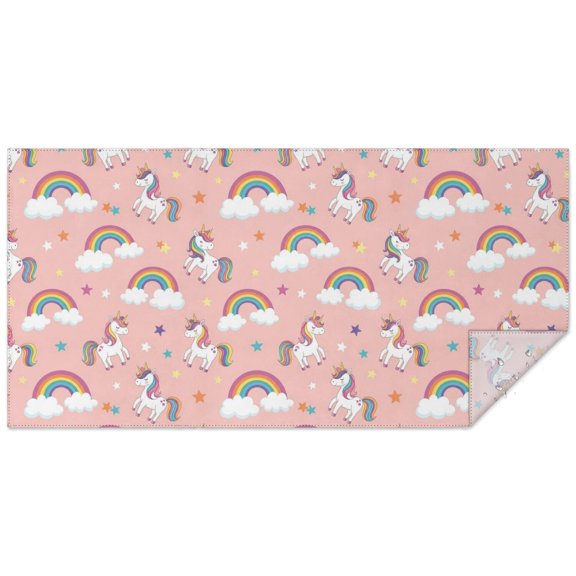 Unicorn and Star Pink Pattern Rectangle Tablecloth 60"x120", Waterproof Polyester Wipeable Spillproof Table Cover for Dining Camping Indoor and Outdoor Use
