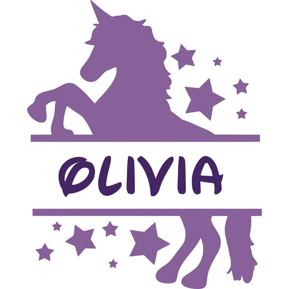 Unicorn Star Sparkle Unicorns Cartoon Customized Wall Decal - Custom Vinyl Wall Art - Personalized Name - Baby Girls Boys Kids Bedroom Wall Decal Room Decor Wall Stickers Decoration Size (40x35 inch)